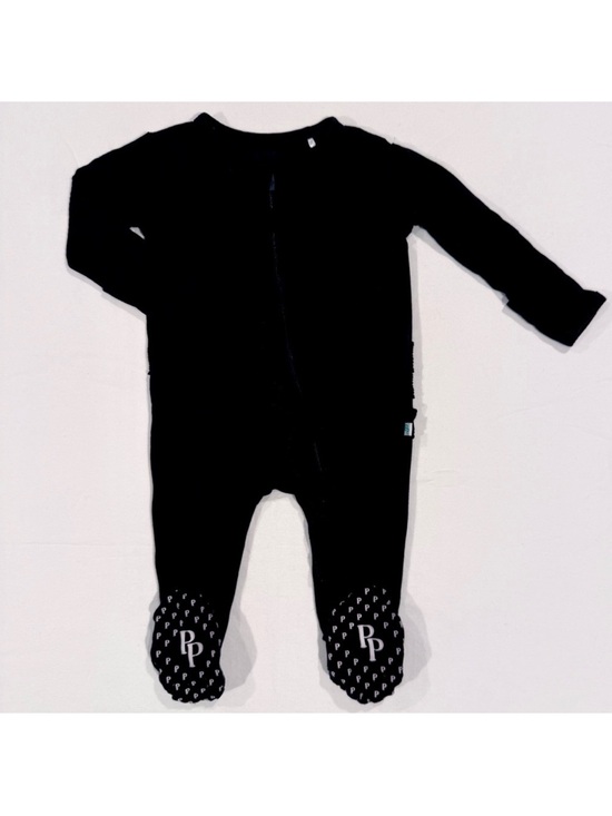 Posh Peanut Other - Posh Peanut Ruffled Footie Girls 0-3M Black Zippered Sleeper Pajamas Bamboo